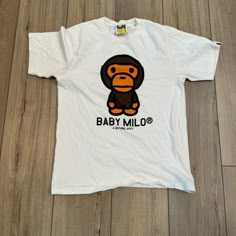 Baby Milo Bape T Shirt In White Size Small Brand New Bape Heart Shirt, Milo Bape, Cutesy Outfit, Bape T Shirt, Bape Shirt, Baby Milo, A Bathing Ape, Character Outfits, White Shop