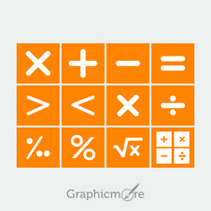 an orange square with white symbols on it and the words graphcmore written below