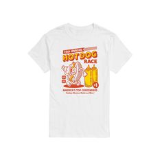 Elevate your graphic tee collection with this Hot Dog Race Graphic Tee. FEATURES Short sleeveFABRIC & CARE Solid colors: cotton; Heather colors: cotton, polyester Machine wash Imported Size: XL. Color: White. Gender: male. Age Group: adult. Fun Cotton T-shirt With Graphic Print, Fun Cotton T-shirt With Graphic Design, Fun Cotton Graphic Print T-shirt, Fun Graphic Cotton T-shirt, Fun Cotton T-shirt With Screen Print, White Camp Shirt With Graphic Print, Racing Graphic Tees, Costco Hot Dog Shirt, White Graphic Tee With Bear Print