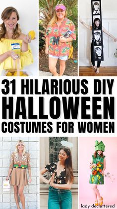 31 Hilarious DIY Halloween Costumes for Women Easy Inexpensive Halloween Costumes, Clever Easy Halloween Costumes, Out Of The Box Halloween Costumes, Simple Work Costumes Halloween, Quick Easy Diy Halloween Costumes Women, Unconventional Halloween Costumes, Women Funny Halloween Costumes, Clever Costume Ideas, Home Made Halloween Costumes For Women