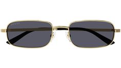 Gucci sunglasses model GG1457S Lettering eyewear collection rectangle metal frame featuring shiny endura gold frame and gold lens. Gucci Gold Tinted Sunglasses, Gucci Gold Sunglasses With Gradient Lenses, Gold Square Frame Sunglasses For Formal Occasions, Gucci Gold Sunglasses With Uv Protection, Gold Polarized Square Frame Sunglasses, Gold Square Frame Sunglasses With Polarized Lenses, Gold Rectangular Sunglasses With Mirrored Lenses, Gold Square Frame Metal Sunglasses, Gucci Square Frame Metal Sunglasses