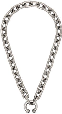 Cable chain necklace in gunmetal-tone steel. · Fixed engraved graphic pendant · Full length: L24 Supplier color: Steel Gunmetal Necklace With Cable Chain As A Gift, Silver Chain Necklace Aesthetic, Gunmetal Necklace With Cable Chain For Gift, Metal Necklaces With Oxidized Finish And Oval Link, Luxury Metal Necklace With Oxidized Finish, Modern Gunmetal Chain Link Jewelry, Modern Gunmetal Link Jewelry, Gunmetal Necklaces With Silver Chain In Chain Link Shape, Gunmetal Link Chain Necklaces