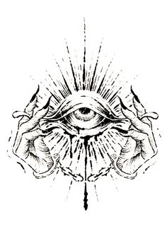 an all seeing eye surrounded by hands