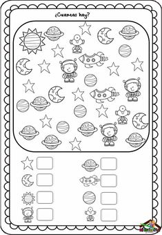 a space themed worksheet for kids