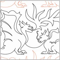 a drawing of two dragon on a white background