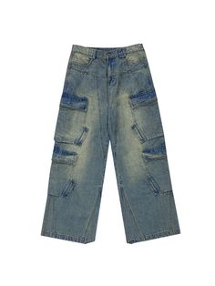 Faded Wide-Leg Side-Pocket Denim Pants – ARCANA ARCHIVE Arcana Archive, Equatorial Guinea, Side Pocket, Denim Fashion, Trinidad And Tobago, Uganda, Ghana, Denim Pants, Brunei