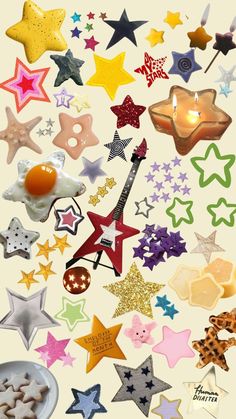 an assortment of star shaped cookies and pastries