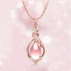 100% Brand New And High Quality It's A Perfect Accessory, Also A Good Gift To Your Friends Material: Alloy + Opal Chain Length: 47 + 5cm Pendant Size: 3 X 1.5cm Color: Show As Pictures Package Included: 1 X Necklace Rose Gold Necklace Wedding Unique, Pink Gold Pendant, Pink Rose Quarts Necklace, Rose Gold Pink Diamond Necklace, Rose Gold Gem Necklace, Moon Necklace Pink, Pandent Necklaces, Rose Pink Necklace, Crystal Necklace Rose