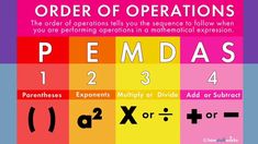 the order of operations poster is displayed in different colors and font styles, including one for each letter