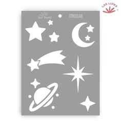 the crafter's workshop stencil set is shown with stars and planets