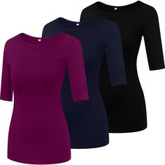 PRICES MAY VARY. Comfortable Fit: experience unmatched comfort with our women's half sleeve t shirt, crafted for a relaxed yet flattering fit; The stretchy fabric ensures freedom of movement, making it an ideal choice for everyday wear or light workouts; For those who prioritize both style and comfort Breathable Material: designed with your comfort in mind, this women's 1/2 sleeve top features a breathable, soft material that keeps you cool and comfortable throughout the day; Ideal for busy life Women's Half Sleeve, Light Workouts, Semi Formal Outfits, Formal Outfits, Womens Crewneck, Womens Basic, Busy Life, Round Neck Tops, Formal Outfit