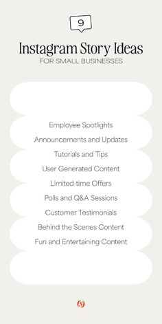 the instagramm story ideas for small businesses info sheet with text overlaying it