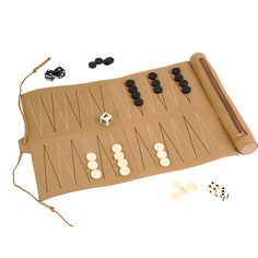 the backgamzer is made out of cardboard and has several pieces on it, including buttons