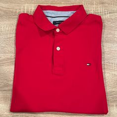 Red Tommy Hilfiger Polo Shirt, Size: Large. Super Soft. Brand New, Never Worn. Smoke Free And Pet Free Home Tommy Hilfiger Polo Shirt, Tommy Hilfiger Polo, Tommy Hilfiger Vintage, Tommy Hilfiger Shorts, Denim Shirt Men, Blue Polo Shirts, Tommy Hilfiger Shirts, Short Sleeve Pullover, Tommy Hilfiger Man