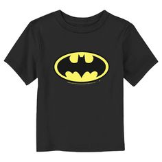 The citizens of Gotham City never need fear as long as one of these officially licensed Toddlers' DC Comics Batman Traditional Yellow Logo Graphic T-Shirt is around! Youngsters can now join the fight to save the city with this cool tee that features the classic, iconic, and world-famous Batman logo printed in yellow style across the front. Make sure your tiny heroes are dressed in this fun Batman apparel before they embark on their adventures! Black Pop Culture T-shirt For Comic-con, Black T-shirt For Comic-con, Black T-shirt For Comic-con Fan Gear, Black T-shirt For Comic-con Fan Merchandise, Comic-con Fan Merchandise Black T-shirt, Black Pop Culture T-shirt For Fan Events, Pre-shrunk Superhero T-shirt For Fan Conventions, Superhero Pre-shrunk T-shirt For Fan Conventions, Superhero Black T-shirt For Fan Conventions