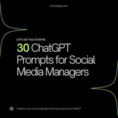 the cover of an ebook with text that reads 30 chatgtt prompts for social media managers