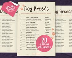 a menu with instructions for dog breeds on it