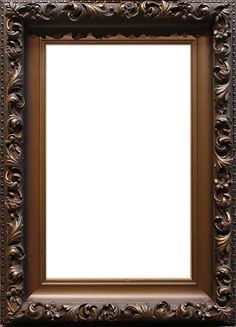 an ornate wooden frame with a white background