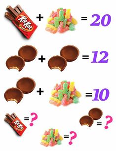 chocolates and candy are shown with the same amount