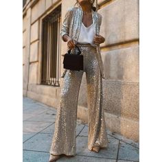 Season:All Seasons; Fabric:Polyester,Sequin; Gender:Women's; Style:Fashion,Trousers; Elasticity:Micro-elastic; Occasion:Work,Party; Fit Type:Loose Fit; Waistline:Natural; Design:Wide Leg,Sequins; Pants Type:Straight; Fly Type:Elasticity; Front page:FF; Listing Date:12/25/2023; Production mode:Self-produce; Length:; Waist:; Pants Length:Full Length Glitz And Glam Outfit Ideas, Aquarius Rising Aesthetic, Glam Outfit Ideas, Glitz And Glam Outfit, Disco Wedding Theme, Disco Fancy Dress, Moda Disco, Shawl Collar Blazer, Wedding Lake