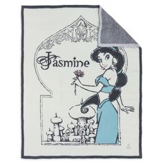 the disney princess towel has an image of a woman holding a flower in her hand