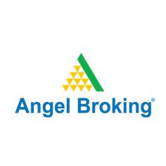 the logo for angel broking, which has been designed to look like an abstract triangle