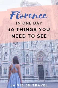 a girl standing in front of a church with the words, flowers in one day 10 things