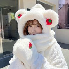 Winter Hat Drawing, Strawberry Clothes, Sassy Outfits, Kawaii Hat, Snow Bear, Gacha Clothes, Strawberry Bear, Sassy Outfit, Parcel Delivery