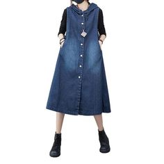 Introducing the 2023 Autumn Collection's Sleeveless Hooded Women's Denim Coat ââ‚?90s Style ââ‚?a timeless piece that exudes a unique blend of retro elegance and raw grunginess!Distinctive Features: 90s Rock-n-roll-Inspired: Referencing the iconic '90s style. this denim coat is all about rebelliousness and sophistication. rolled into one. Medium Wash: Perfectly balanced between light and dark. it adds a subtle edge to your look. Long & Flowy: Silhouette to a longer length. this coat is designed Spring Denim Vest For Streetwear, Washed Denim Vest For Streetwear, Hooded Dark Wash Denim Jacket For Spring, Spring Washed Blue Hooded Outerwear, Trendy Dark Wash Denim Vest For Winter, Winter Dark Wash Cotton Denim Vest, Winter Cotton Denim Vest With Button Closure, Back To The 90s, Denim Coat Women