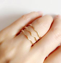 Ring UNAHI - wavy ring - wrapped ring - wave ring (R168) Wavy Ring, Spiral Ring, Wave Ring, Jewelry Safe, Moonstone Earrings, Wire Rings, Ring Crafts, Solid Gold Jewelry, Hand Crafted Gifts