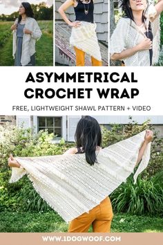 the asymmetrical crochet wrap is an easy to knit shawl pattern