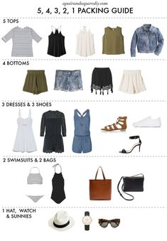 the ultimate travel packing guide for women in four easy steps, including clothes and accessories