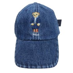 Polo Ralph Lauren Bear Dark Denim Wash Baseball Hat Cap Adjustable Strapback Fit Brand New With Tags Adjustable One Size Fit Great Gift Or For Fishing, Hunting, Camping & Boating! Hat Will Be Packed In A Box For Extra Protection Blue Denim Brimmed Hat, Casual Dark Wash Short Brim Hat, Blue Denim Baseball Cap With Curved Brim, Spring Blue Denim Baseball Cap, Outdoor Denim Blue Hat, Blue Denim Visor Hat, Blue Cotton Brimmed Baseball Cap, Blue Brimmed Cotton Baseball Cap, Casual Denim Baseball Cap For Spring