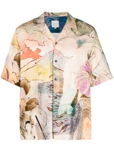 Multicolour viscose shirt, all-over graphic print, notched lapels, front button fastening, short sleeves, short side slits, straight hemComposition: Viscose, 100% Pull Sweat, Custom Watch, Summer Beach Wear, Camping Shirt, Light Jacket, Paul Smith, Rick Owens, Jacket Style, Shirts & Tops