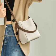 Free U.S. shipping. Style: Classic, Commuting , color:Beige, suite for season：Spring, Summer, Autumn, Winter ，Anniversary, Going out, Hanging out, Work, Material Genuine Leather, Women's Beige Leather Bucket Bag Crossbody Bags with Side Pocket Street Style Handbags, Side Bags For Women, Real Leather Bags, Bucket Handbags, Mini Handbag, Leather Bag Women, Genuine Leather Handbag, Leather Bucket Bag, Leather Bucket