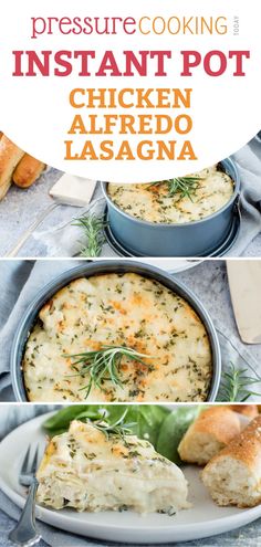 pressure cooker chicken alfredo lasagna with text overlay