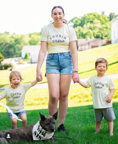 Our Cousin Crew tee and bodysuit is perfect for a new baby, cousin trip or just every day wear! Sizes newborn-18mo come in a natural cream colored bodysuit and sizes 2T-5/6T come in a toddler tee. We have recently added youth and adult sizes. Colors may slightly vary in tint due to the brands differing. Both fit true to size. Both bodysuit and tshirt fit true to size but may shrink a little after the first wash. If between sizes, we recommend sizing up. If you have a question about sizing please Cute Summer T-shirt For Parenting, Casual Pre-shrunk Top For Family Outings, Graphic Print Crew Neck Top For Family Outings, Family Summer T-shirt With Crew Neck, Casual Family T-shirt For Spring, Summer Tops For Family Outings With Crew Neck, Playful Summer Family T-shirt, Cotton Short Sleeve Tops For Family Outings, Casual Graphic Print Top For Family Outings