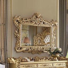 Bernadette Mirror - Ornate Home White Bedroom Set Furniture, 18th Century France, Gold Dresser, Mirrored Vanity Desk, Luxurious Bedroom, Wood Wall Mirror, Decorative Mouldings, Mirrored Nightstand, Beveled Mirror