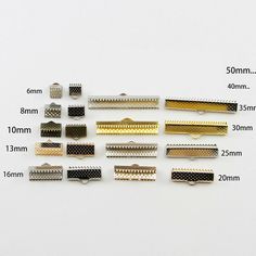 several different types of combs are shown on a white surface with measurements for each one