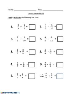 worksheet for adding fraction to numbers