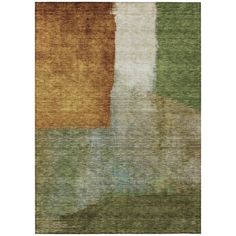 an area rug with different colors and patterns on it, including brown, green, yellow and white