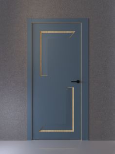 an open door with a black handle on the side and gold trim around the edges