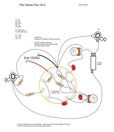 the wiring diagram for an electric guitar with two tone selectors and one volume selector