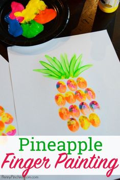 this pineapple finger painting is perfect for toddlers to make