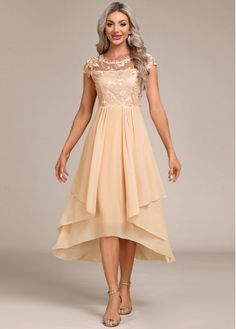 Color:Champagne;Size:S;Size:M;Size:L;Size:XL;Size:XXL;Package Contents:1 X Dress;Occasion:Other;Style:Casual; Elegant Apricot Dress For Parties, Gold Chiffon Party Dress, Beige Evening Dress For Wedding Guest, Spring Wedding Gold Evening Dress, Elegant Apricot Chiffon Dress, Beige Evening Dress For Summer Wedding, Beige Summer Evening Dress For Wedding, Beige Chiffon Wedding Dress, Summer Wedding Beige Evening Dress