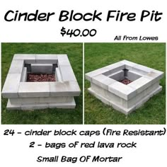 cinder block fire pit with instructions for how to build it in less than 2 minutes