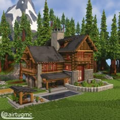 Minecraft Lodge, Minecraft Log Cabin, Casas Mine, Minecraft Building Designs, Minecraft Garden, Moose Lodge, Cute Cabins