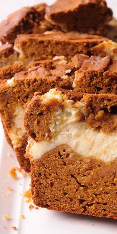 slices of cake sitting on top of a white plate