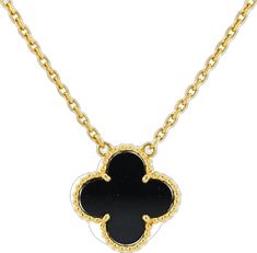 18K Yellow Gold Van Cleef & Arpels Black Onyx Alhambra Necklace Luxury Black Necklace For Formal Occasions, Elegant Evening Necklaces With Black Enamel, Luxury Onyx Necklaces For Formal Occasions, Elegant Black Necklace With Polished Finish, Elegant Onyx Necklace For Formal Occasions, Elegant Black Enamel Necklaces For Evening, Exquisite Black Formal Jewelry, Elegant Evening Necklace With Black Enamel, Luxury Black Necklace For Evening