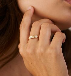 Whether you want an inspirational word, your kids initials, an important anniversary, or a cute symbol, this ring is made for you. Super wearable and easy to pile on with all your Rellery favorites.

Please find our ring size guide here. See our signet ring that engraves 3 lines of text and 2 line bar ring here by RELLERY.
Bar: 4 x 15mm | Thickness: 1.1mm Personalized 14k Gold Initial Ring For Promise, Dainty Initial Ring For Promise Occasions, Everyday Engraved Initials Open Ring, Simple Anniversary Rings With Initials, Simple Anniversary Ring With Initials, Minimalist Stackable Initial Ring For Promise, Minimalist Stackable Initial Promise Ring, Personalized Yellow Gold Initial Ring For Promise, Dainty Personalized Initial Ring With Round Band